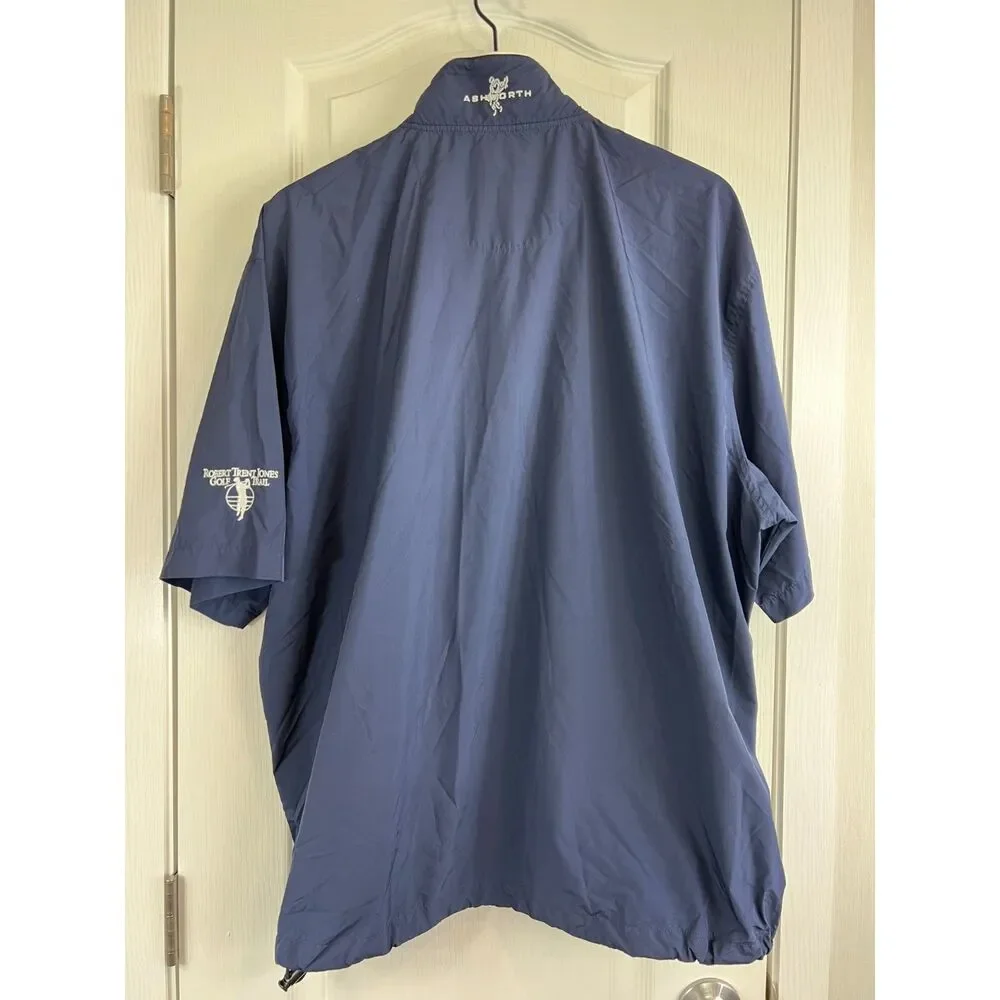 Ashworth Men's Feather Weight Water Resistant Short Sleeve Pullover Navy Size XL